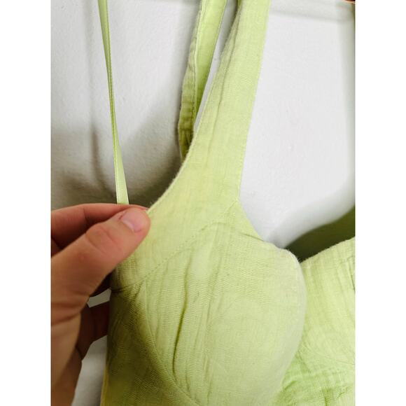 ASHLEY PARK X RTR Green Cotton Blend A-Line Halter Neck Tie Midi Dress Size 2 - Picture 10 of 14